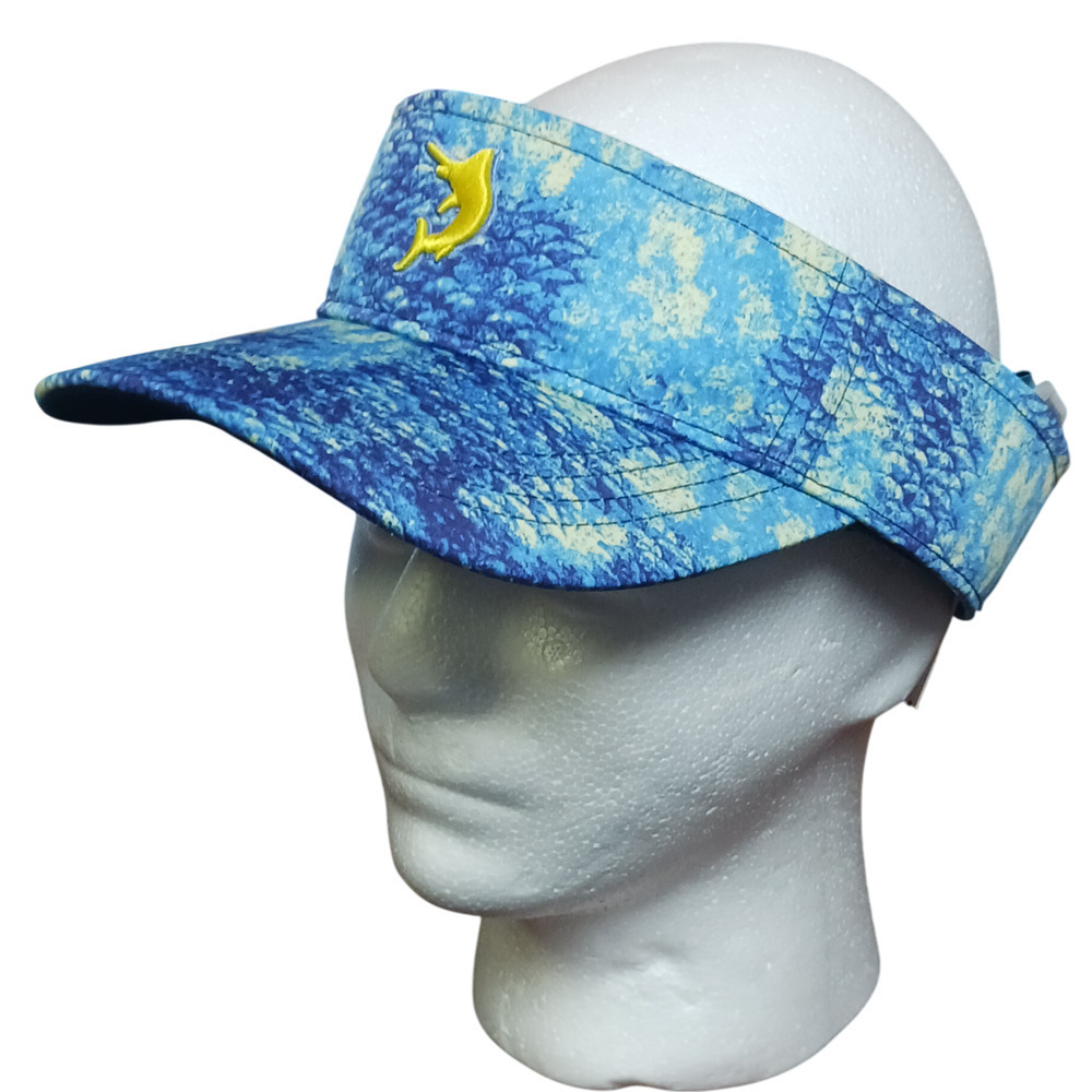 Reel Legends Marlin Visor Hat Blue Yellow Fishing Cap Adjustable Ocean Print New
